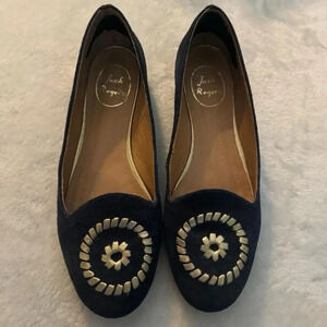Jack Rogers Blue Suede Flats, Women’s Size 8